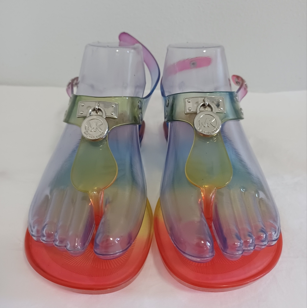 Michael kors Jelly thong sandals rainbow Girls size 2